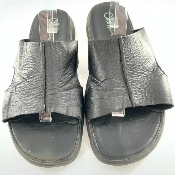 Cole haan mens sandals size 12 black leather Nike lab comfort slides - Picture 3 of 14